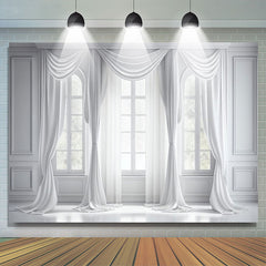 Lofaris Elegant Pure White Window Portrait Photo Booth Backdrop