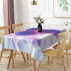 Lofaris Elegant Purple Blooming Rose Floral White Tablecloth