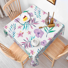 Lofaris Elegant Purple Floral Plants White Square Tablecloth