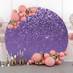 Lofaris Elegant Purple Glitter Round Birthday Party Backdrop