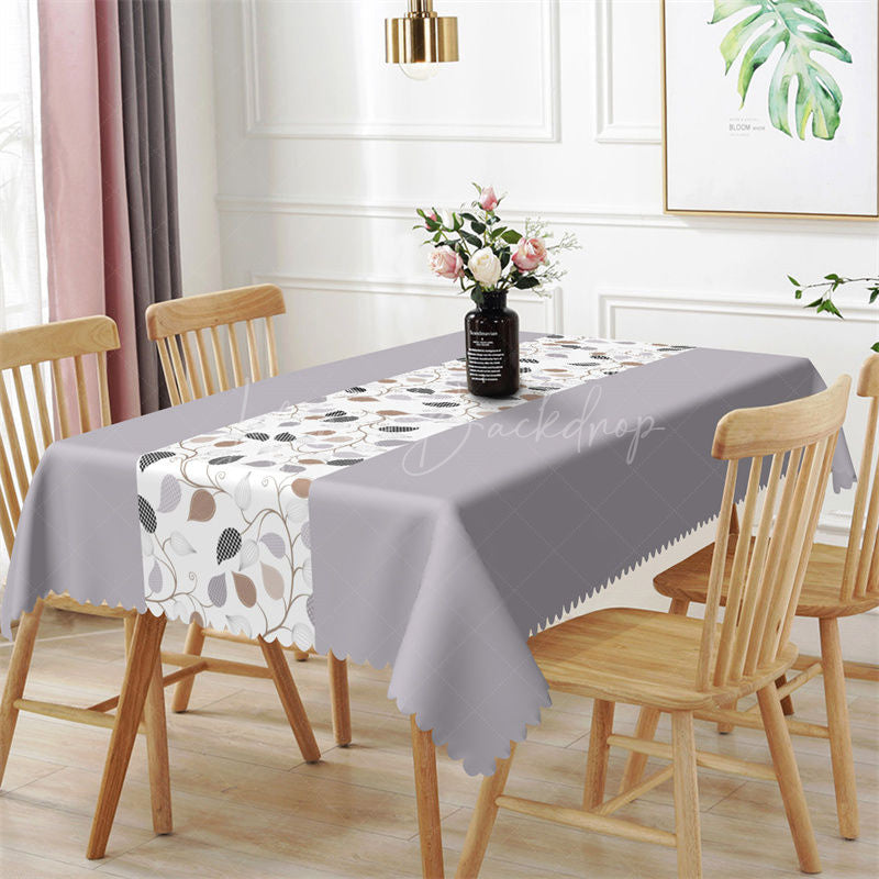 Lofaris Elegant Purple Leaves Spring Rectangle Tablecloth