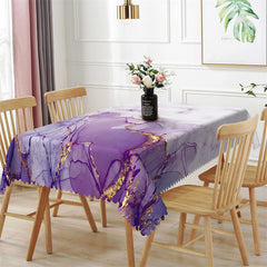 Lofaris Elegant Purple Marble Texture Rectangle Tablecloth