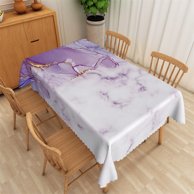 Lofaris Elegant Purple Marble Texture Rectangle Tablecloth