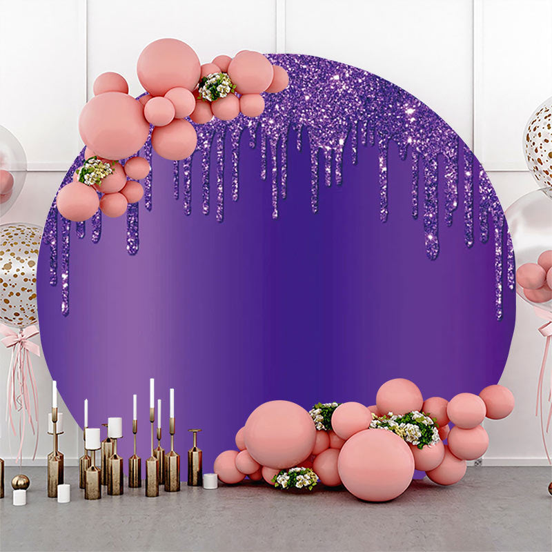 Lofaris Elegant Purple Solid Color Glitters Round Backdrop