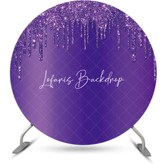 Lofaris Elegant Purple Solid Color Glitters Round Backdrop