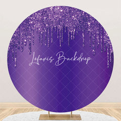 Lofaris Elegant Purple Solid Color Glitters Round Backdrop