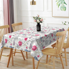 Lofaris Elegant Roses Birds Butterfly Patterns Tablecloth