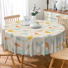 Lofaris Elegant Sparrows Leaves Pattern Round Tablecloth