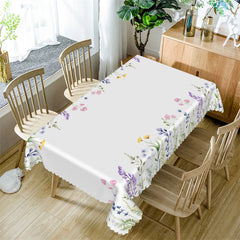 Lofaris Elegant Spring Flowers White Rectangle Tablecloth