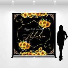 Lofaris Elegant Sunflower Black Custom 50th Birthday Backdrop