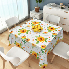 Lofaris Elegant Sunflower Pattern White Square Tablecloth