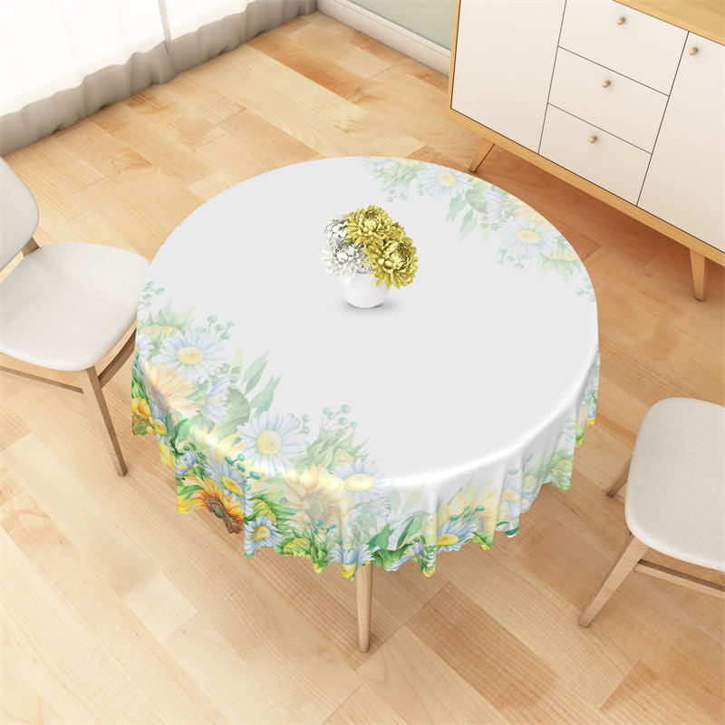 Lofaris Elegant Sunflower Plants Pattern Round Tablecloth