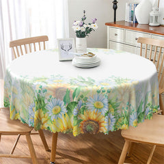 Lofaris Elegant Sunflower Plants Pattern Round Tablecloth