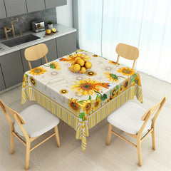 Lofaris Elegant Sunflowers Pattern Yellow Square Tablecloth