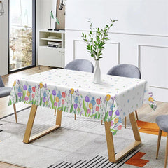 Lofaris Elegant Tulip Pattern White Home Kitchen Tablecloth