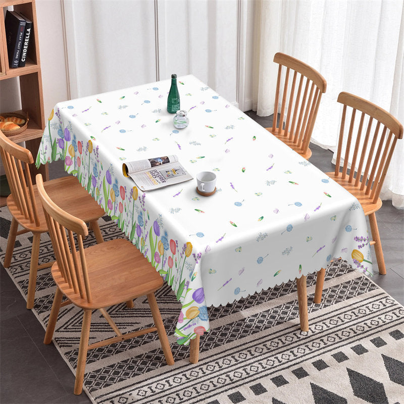 Lofaris Elegant Tulip Pattern White Home Kitchen Tablecloth