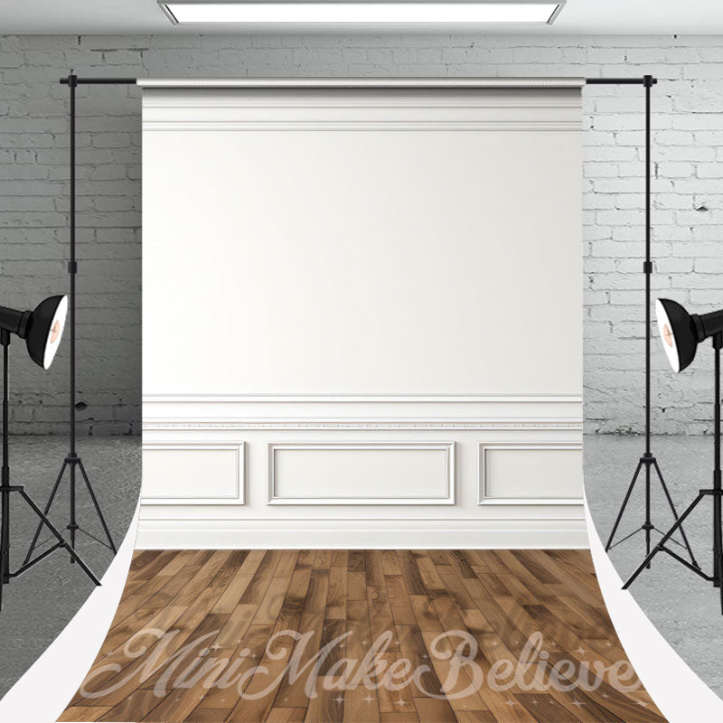 Lofaris Elegant White Wall Wood Floor Sweep Backdrop For Photo