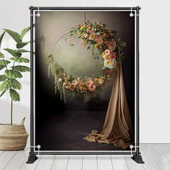 Lofaris Elegant Wreath Round Flowers Photoshoot Backdrop