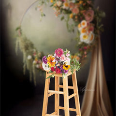 Lofaris Elegant Wreath Round Flowers Photoshoot Backdrop