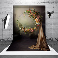 Lofaris Elegant Wreath Round Flowers Photoshoot Backdrop