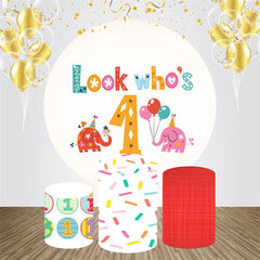 Lofaris Elephant Balloon Round 1st Birthday Backdrop Kit