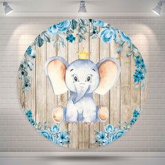 Lofaris Elephant Boy Wooden Baby Shower Round Backdrop