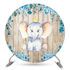 Lofaris Elephant Boy Wooden Baby Shower Round Backdrop