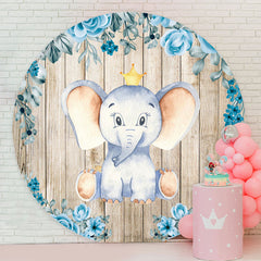 Lofaris Elephant Boy Wooden Baby Shower Round Backdrop