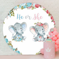 Lofaris Elephant He Or She Gender Reveal Round Backdrop