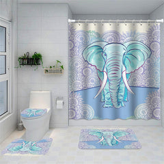 Lofaris Elephant Waterproof Shower Curtain Sets with Rugs