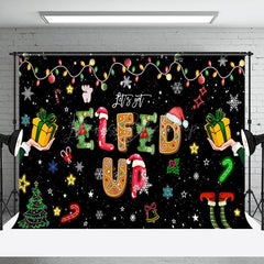 Lofaris Elfed Up Stars Snow Gifts Merry Christmas Backdrop