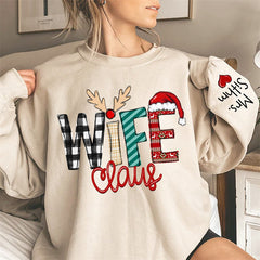 Lofaris Elk Plaid Wife Husband Custom Christmas Sweatshirt