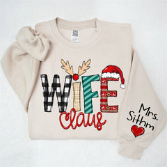 Lofaris Elk Plaid Wife Husband Custom Christmas Sweatshirt