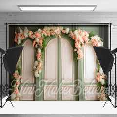 Lofaris Embossed Pattern Door Pink White Floral Backdrop