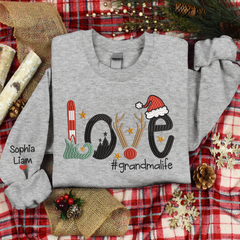 Lofaris Embroidered Christmas Love Custom Gradma Sweatshirt