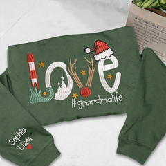 Lofaris Embroidered Christmas Love Custom Gradma Sweatshirt