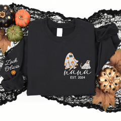 Lofaris Embroidered Comfort Ghost Dog Halloween Sweatshirt