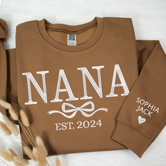 Lofaris Embroidered Custom Grandma Mama Est Sweatshirt