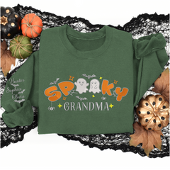 Lofaris Embroidered Cute Spooky Grandma Custom Sweatshirt