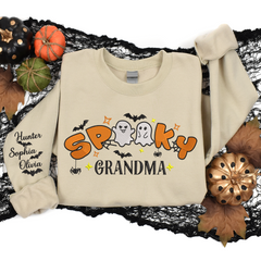 Lofaris Embroidered Cute Spooky Grandma Custom Sweatshirt