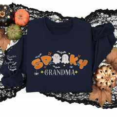 Lofaris Embroidered Cute Spooky Grandma Custom Sweatshirt