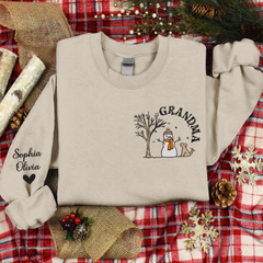 Lofaris Custom Embroidered Snowman Grandma Gift Sweatshirt