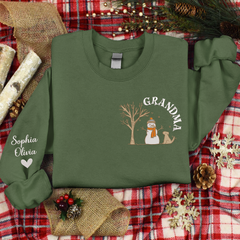 Lofaris Custom Embroidered Snowman Grandma Gift Sweatshirt