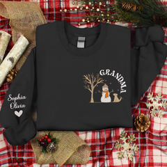 Lofaris Custom Embroidered Snowman Grandma Gift Sweatshirt