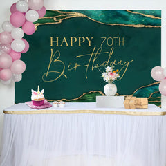 Lofaris Emerald Green Gold Letters 70th Birthday Backdrop