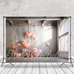 Lofaris Empty Building Heart Balloon Valentines Day Backdrop