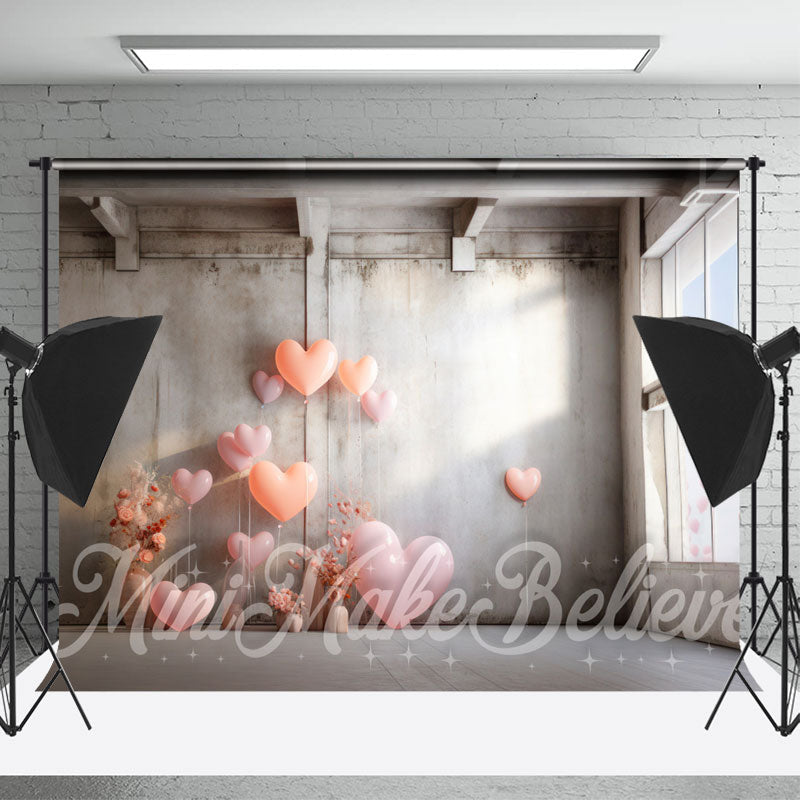 Lofaris Empty Building Heart Balloon Valentines Day Backdrop