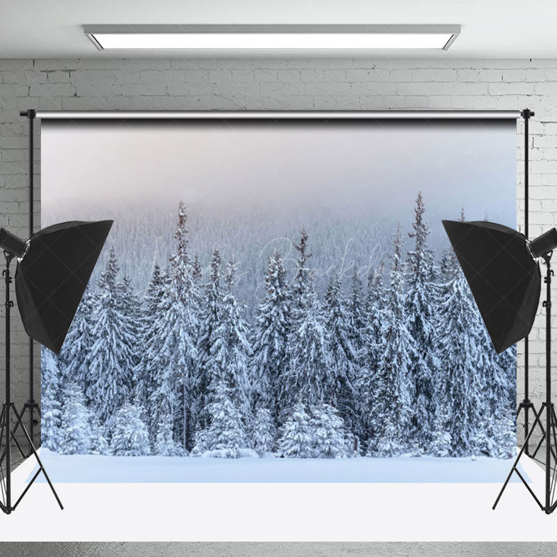 Lofaris Endless Pine Forest In The Snow Backdrop For Photo