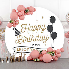 Lofaris Enjoy Your Day Black Balloon Round Birthday Backdrop