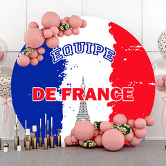 Lofaris Equipe De France Flag Eiffel Tower Round Backdrop